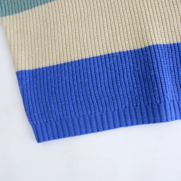 Brixton Madero Red,  Sage & Blue Colour Block Knit Crewneck Sweater Size Medium - Picture 6 of 10